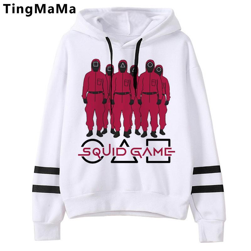 

men's hoodies & sweatshirts squid game 456 001 067 male y2k aesthetic grunge harajuku printed hoody pullover hip hop, Black