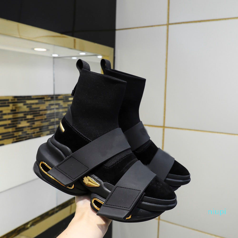 

High quality socks shoes spring and autumn new elastic high top mens and womens fashion thick soled socks boots original package 34-46 625, Extra laces