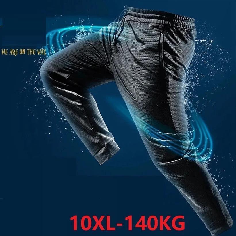 

summer breathable ice silk big women pants size 7xl 8xl 9xl 10xl sales home hole sports elasticity trousers, Black