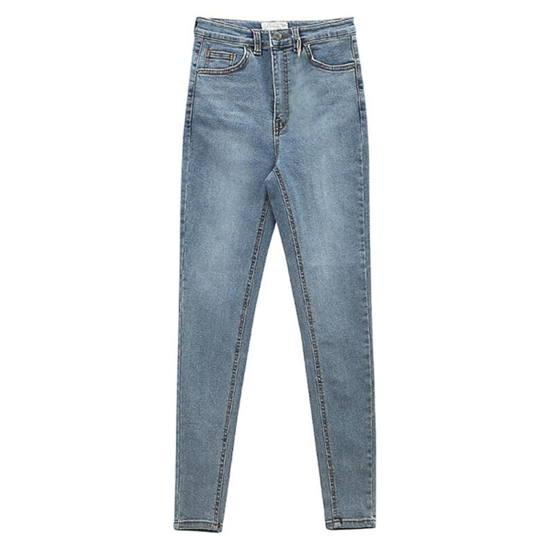 

Women's Jeans High Waist Stretch Skinny Denim Pants 2021 Autumn Winter Blue Retro Washed Elastic Slim Pencil Trousers NK002, Sky blue