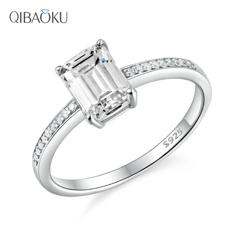 

Cluster Rings Sterling Silver 925 Ring White Gold 6*8 Moissanite Diamond Luxury Jewelry Engagement For Women, Golden;silver