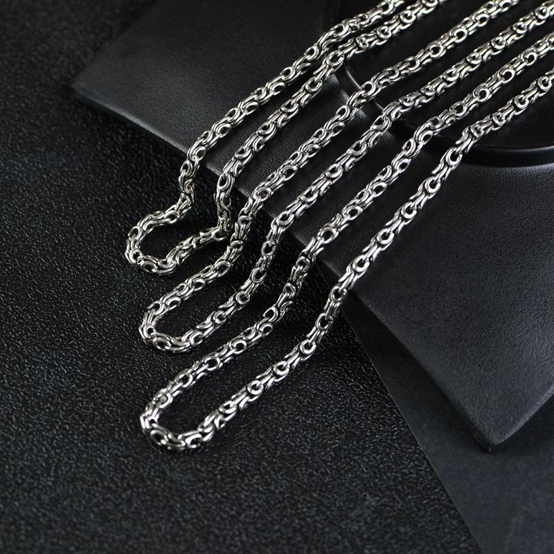 

Chains BOCAI 100% Real S925 Sterling Silver Jewelry 4MM Retro And Old Trendy Keel Chain Fashionable Man Necklace Valentine's Day Gift