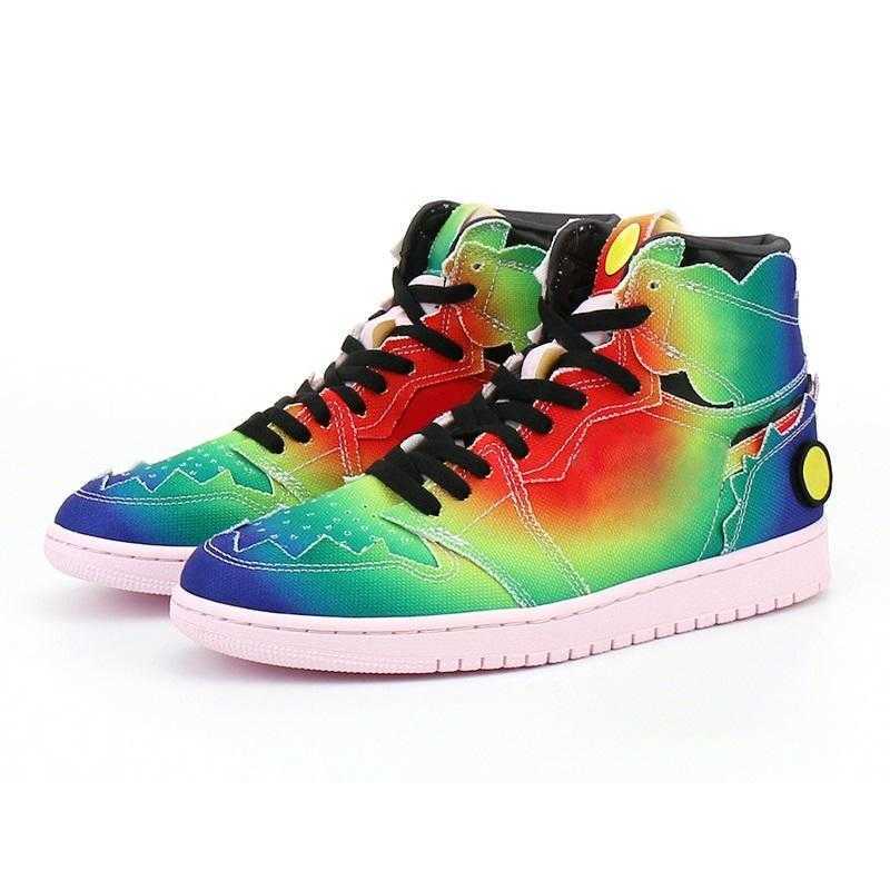 

g J Balvin 1s high og basketball shoes jumpman 1 Colores Y Vibras Tie dye Multi-Color Rainbow mens trainers sports sneakersX7JX