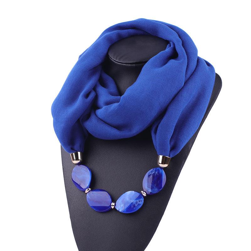 

Scarves Solid Color Jewelry Statement Chiffon Necklace Pendant Scarf Women Bohemia Neckerchief Foulard Femme Accessories Hijab Stores