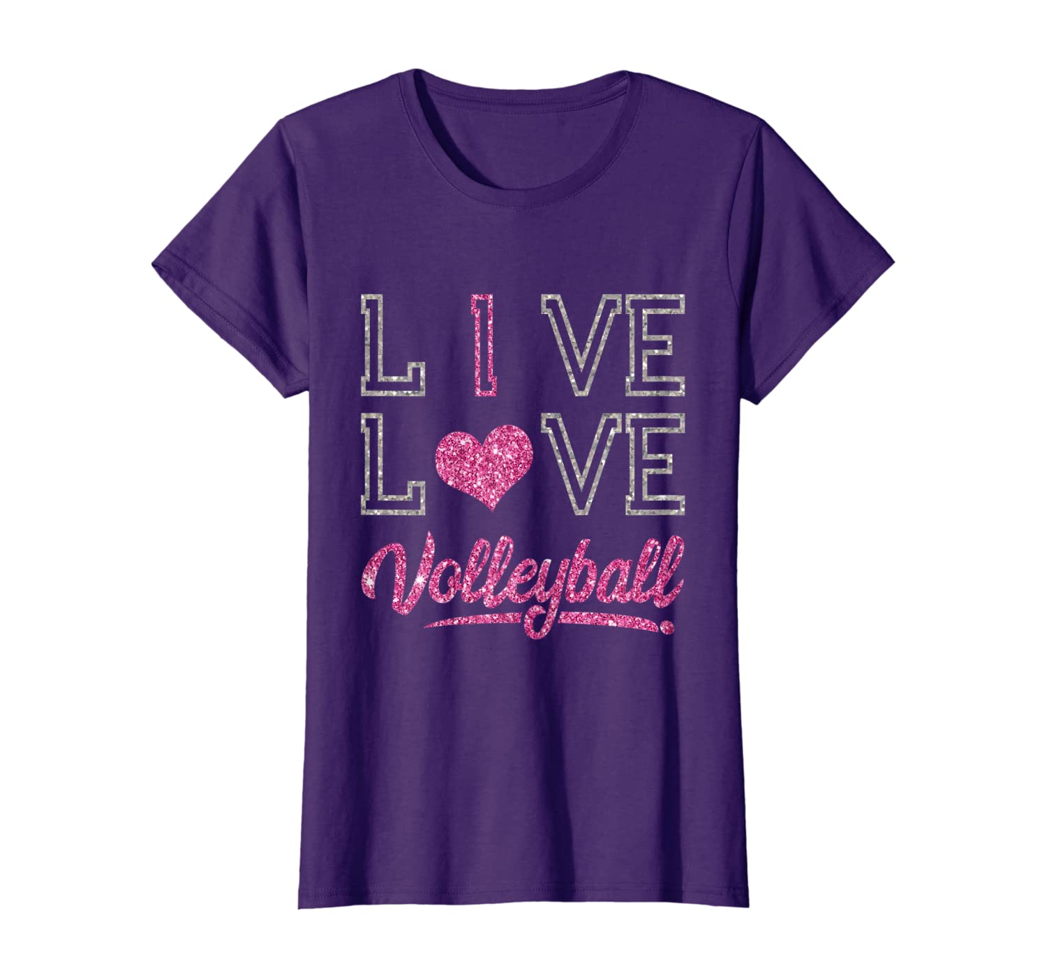 

I Live Love Volleyball - Girls Volleyball Cute T-Shirt, White;black
