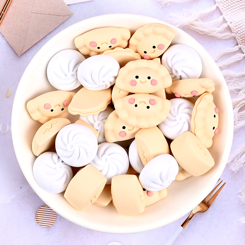 

Cute Steamed Stuffed Bun Dumplings Resin Charms Chinese Food Pendants For Earrings Necklace Key Chain Jewelry Making
