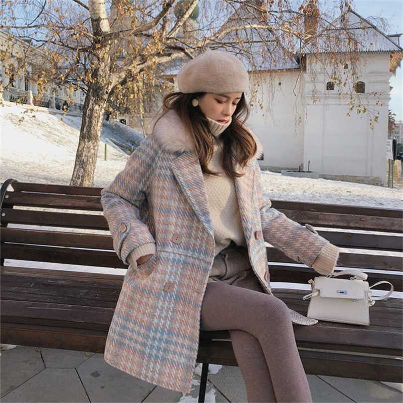 

Mishow Women Coat outerwear winter clothing fashion warm woolen blends female elegant Double Breasted coat MX18D9679 211104, Pink