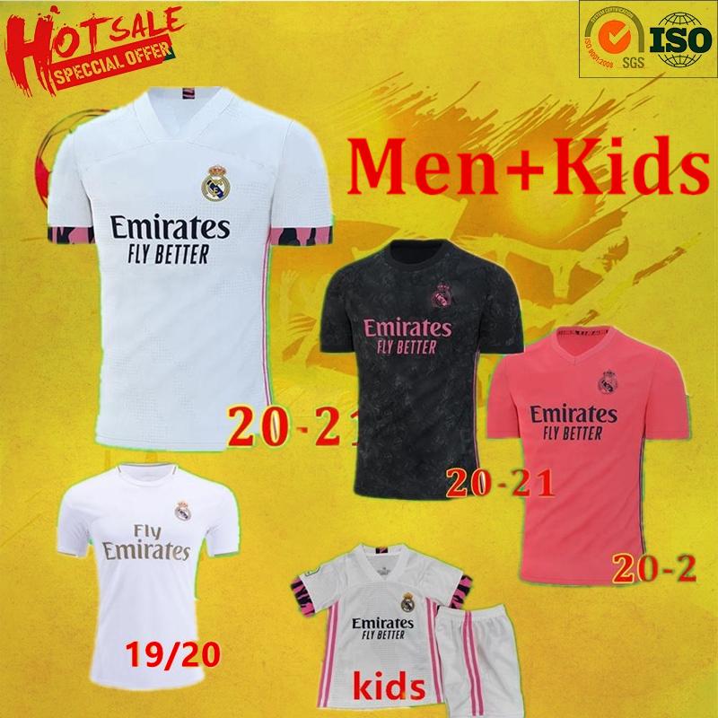 

19 20 21 Real Madrid soccer jerseys short Home Away Third soccer kit HAZARD ZIDANE BENZEMA football shirt Camiseta Men Kids sets, Black;yellow