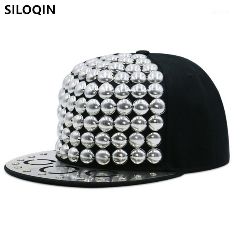 

SILOQIN Novelty Headdress Decoration Flat Brim Hat Hip Hop Caps For Men Women 2021 New Punk Style Adjustable Size Snapback Cap1, Blue;gray