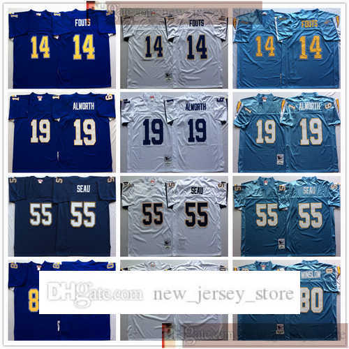 

NCAA Vintage 75th Retro College Football 55 Junior Seau Jersey Stitched 80 Kellen Winslow 19 Lance Alworth 14 Dan Fouts Jerseys Blue White, Black;red