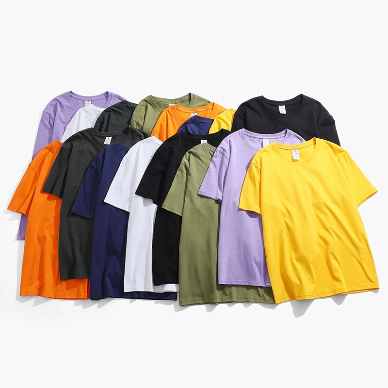 Summer T-shirt cotton short t-shirt trendy print loose solid half sleeve men&#039;s shirt-image-706595614