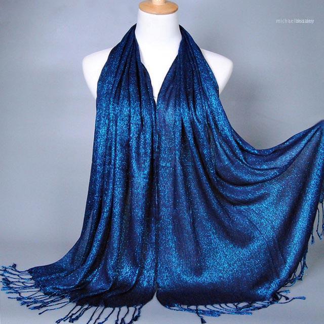 

170*60 Fashion Plain Shimmer Glitter Winter Mulsim Wrap Viscose Lurex Long Shawls Muslim Hijab Scarves Women Scarf 24001