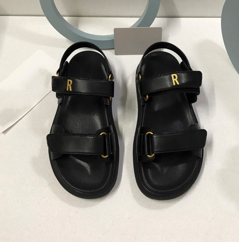 

Brand luxury shoes sandals two colors black white magic stick calf leather women sandals fashion shoes size EUR34-40 with D