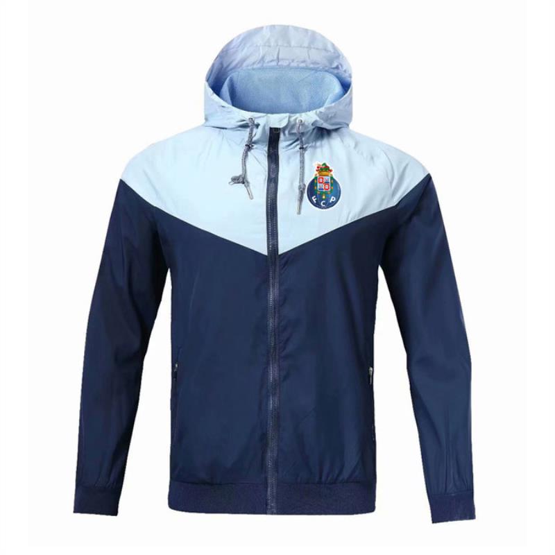 

FC Porto Autumn Football Training Football Trend Wind Jacket Hooded Fashion Men's Windbreaker Resistant Jacket Zipper Ihkuu, Black