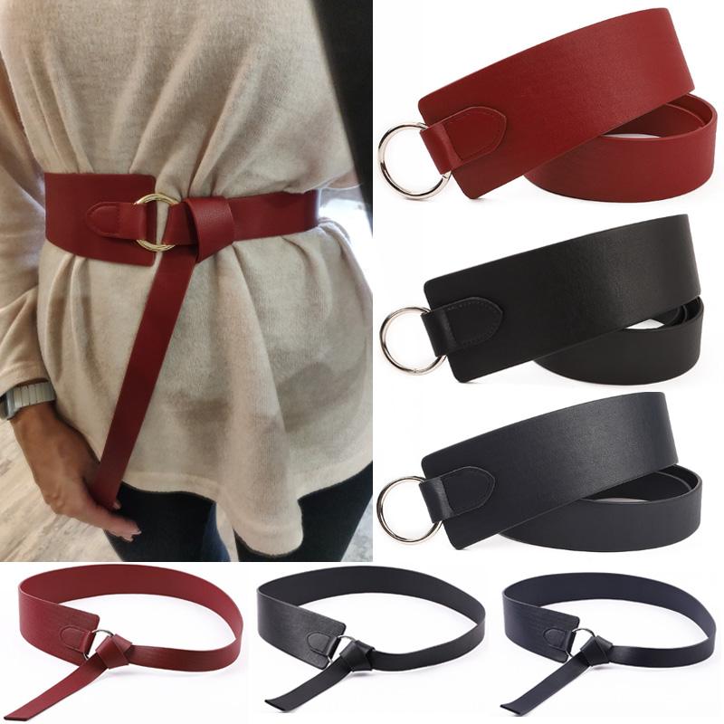 

Belts Women Wedding Dress Waistband Lady Corset Bow Leisure Navy Blue Wide Black Tie High Thin PU Leather Red Belt