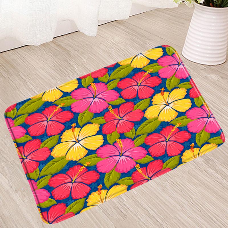 

Bath Mats Colorful Flower Absorbent Mat Plant Floral Bathroom Rugs Floor Shower Enclosure Toilet Kitchen Doormat Carpet Non-Slip
