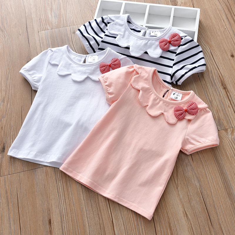 

T-shirts Baby Girl T-shirt Cotton Kids Tops Clothes Summer Children T Shirt Short Sleeve Infant Toddlers 73~130 Girls Blouse, Blue