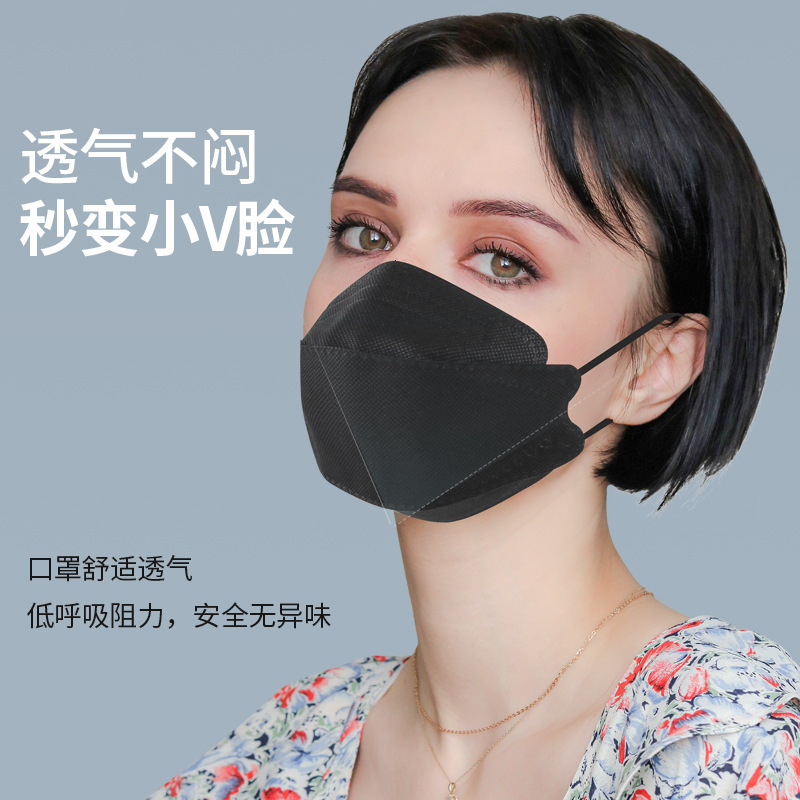 

Korea kf94 fashion male female adult special fish shaped thin face black and white disposable Mask individually packaged