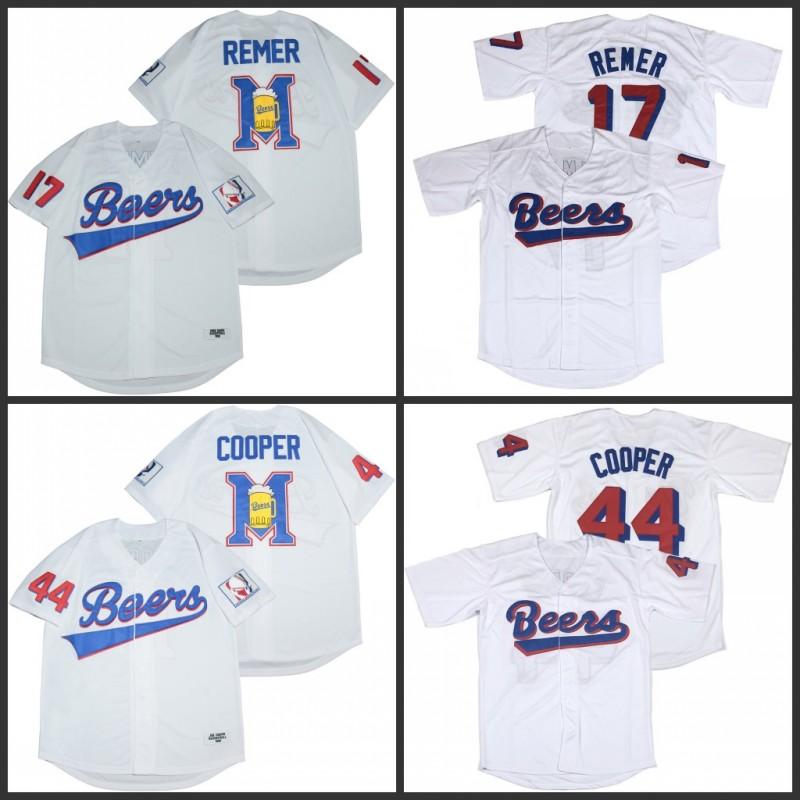 

Mens Baseball Jersey Stitched 17 Doug Remer 44 Joe Cooper Beers Movie ., Blue;black
