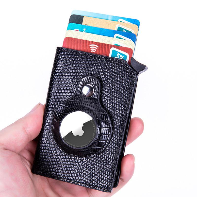 

Card Holders Top ID Holder Luxury For Apple Airtag Wallet Men Business Rfid Slim Anti Protect Slide, Black
