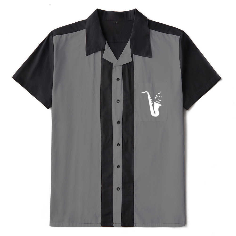 

Camisa Masculina Vintage Shirt Vertical Striped Men 50s Black Rockabilly Shirt Button-Down Cotton Short Sleeve Shirts Men Dress 210527, Blackgrey