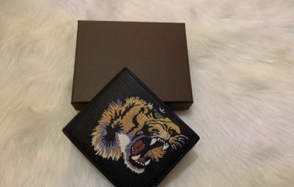 

Men Animal Short Wallet Leather Black Snake Tiger Bee Wallets Women Long Style Luxury Purse Card Holders With Gift Box Top Quality