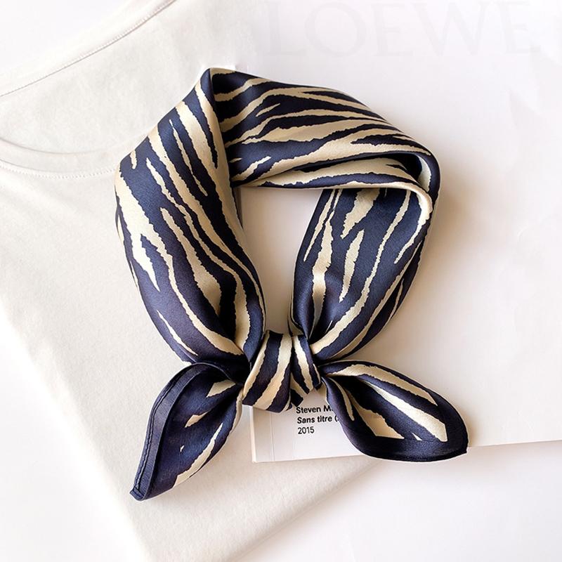 

Scarves 2022 Luxury 53*53cm Spring Shawls Sunscreen Silk Fashion Bandanna Lattice Print Beach Towel, Blue;gray