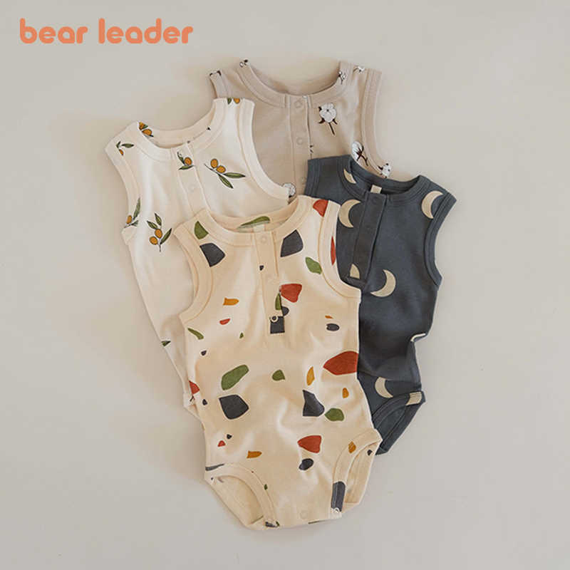 

Bear Leader Baby Boys Girls Summer Rompers Fashion Korean Style Infant Sleeveless Bodysuits born Cute Pattern Outfit 0-2Y 210708, Ah6152khaki