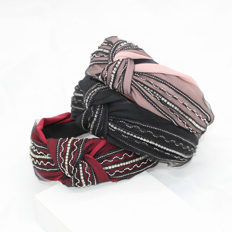 

Hair Clips & Barrettes Korean Version Of Wild Lace Rhinestones Handmade Cross Headband Party Bride Temperament Accessories 805, Golden;silver