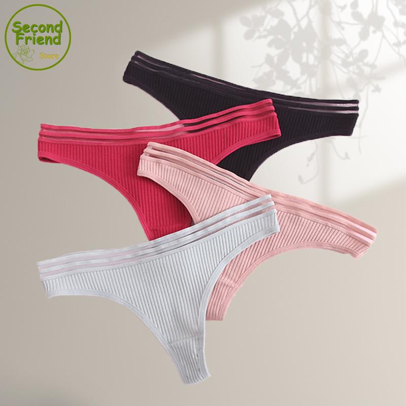 

Women' Panties 3 PCs Women Cotton Thong Female Erotic Lingerie Solid For Girls Soft Striped, Mix