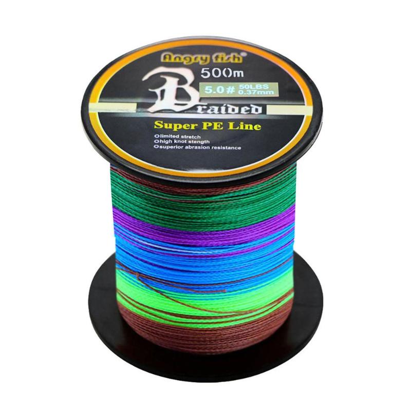 

500M PE Braided Line Fishing Multicolor 4-strand 12-80LB Multifilament Wire For Saltwater Freshwater Braid