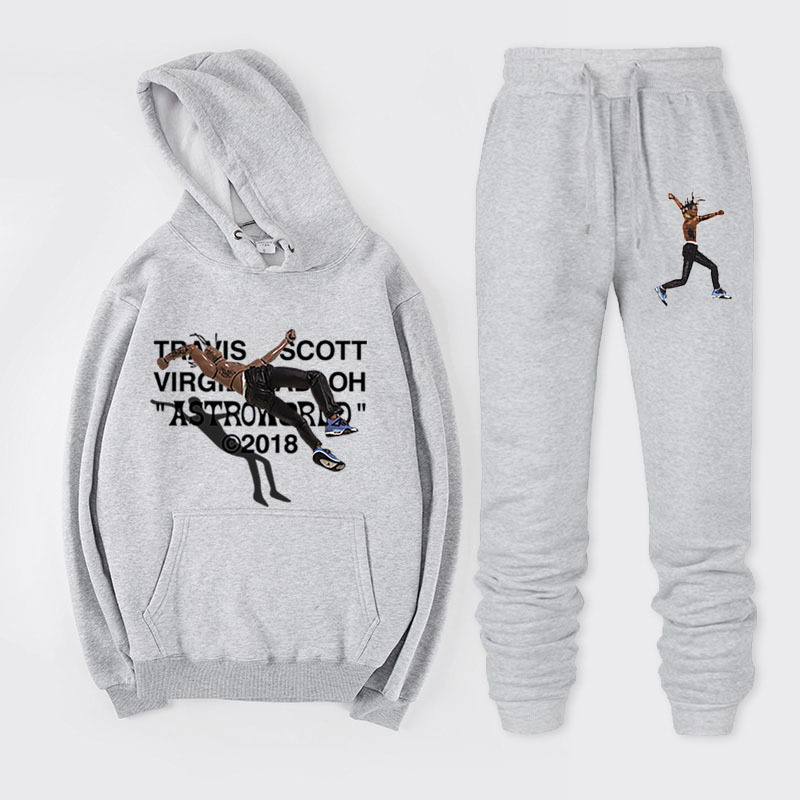 

High Street Tide Letter Tracksuits ASTROWORLD Pocket Designer Casual Men' and Women' Hoodie Sweater Pants Suit Trendy Sports Sweaters Sets, Set 1