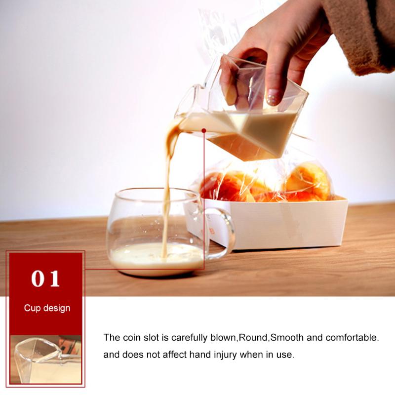 

350ml Direct Sale Square Milk Mug Glass Box Home Office Cafe Transparent Juice Cup Kitchenware Wine Glasses