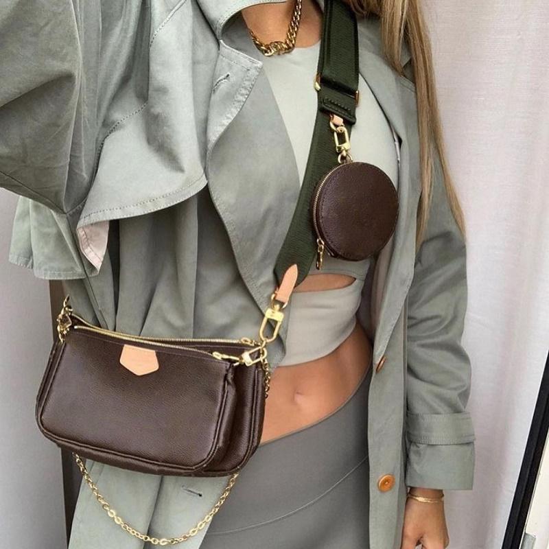 

2022 ss luxury Designer Handbag lady Shoulder Bags Chain Hot mini 3-piece set Women fashion Classic wild Cross body Purse Ladies Single Refined prefect wallets pouch, Color q