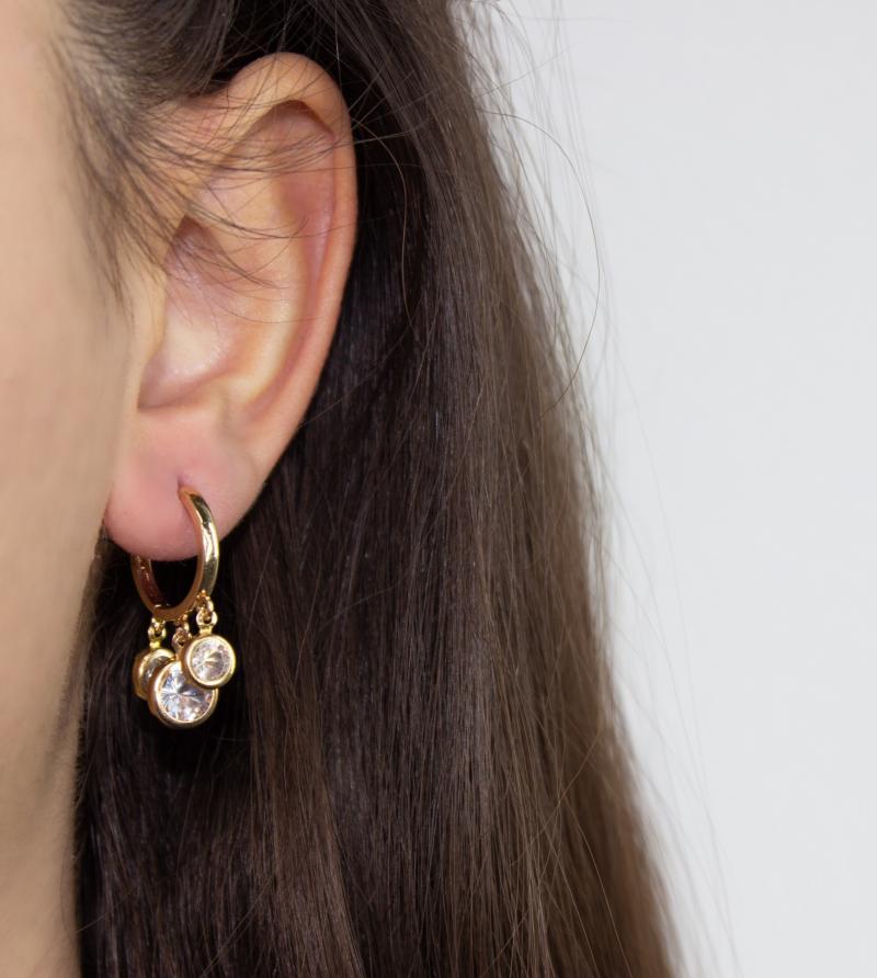 

Hoop & Huggie Gold Plated Cubic Zirconia Earrings