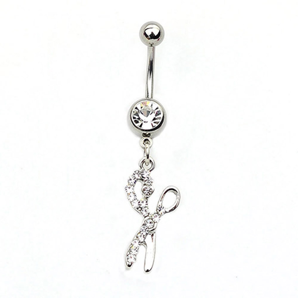 

D0812 Scissors Belly Navel Button Ring Clear Color