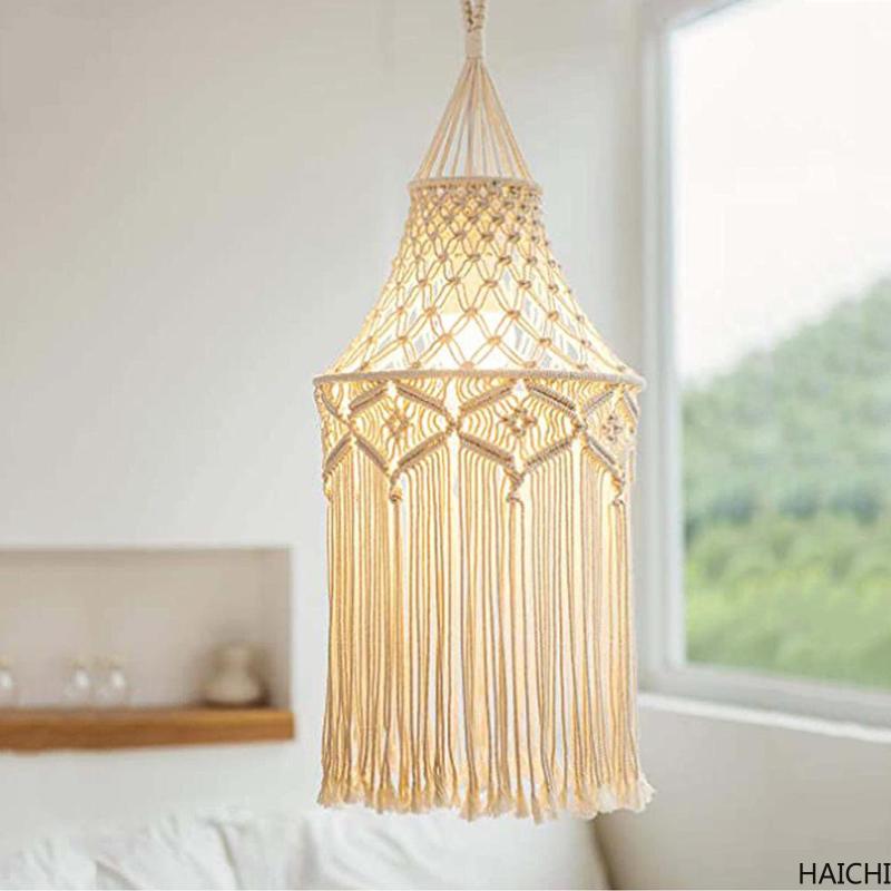 

Tapestries Handmade Macrame Light Shade Chandeliers Hanging Lamp Cover Boho Chic Decor Woven Tapestry