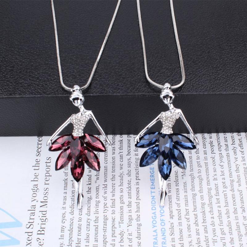 

Sweater Necklace Long Pendant Ballet Girl Women Fashion Clothes Decoration Chain Necklaces, Silver