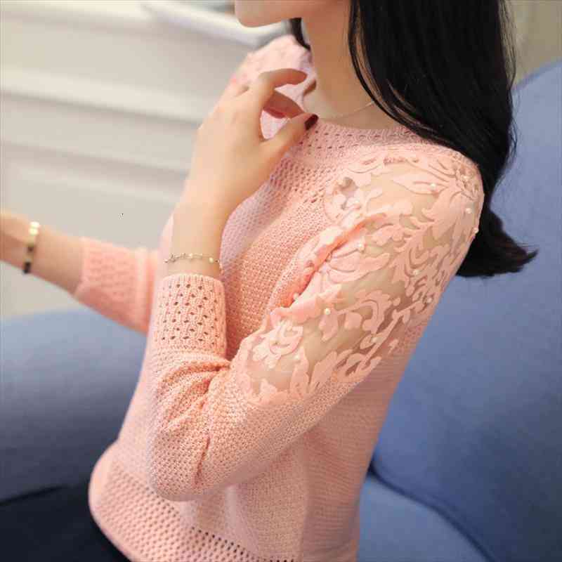 

women knitted sweater korean style winter long sleeve pull vintage lace patchwork pullover feminino soft femme autumn jumper, White;black