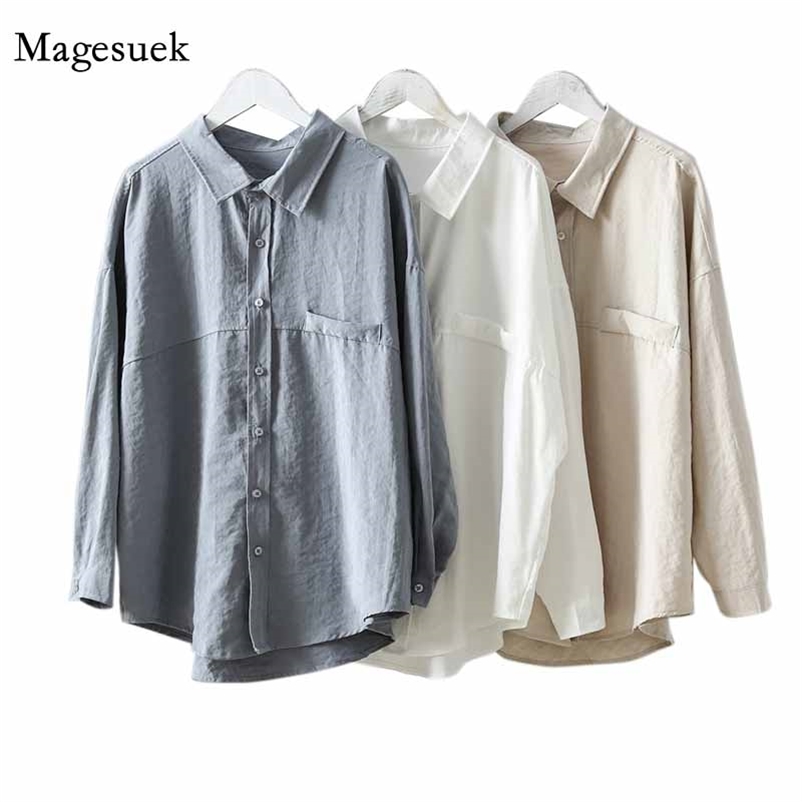 

Minimalist Loose Turn-down Collar Women Spring Splicing Cardigan Blouses Solid Female Shirt Tops White Shirts Blusas 11890 210518, Apricot