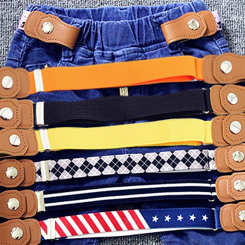 

Belts Children Elastic Jeans Waistband Buckle Free Anti Deduction Stretch Waist Belt Adjustable Boys Girls, Black;brown