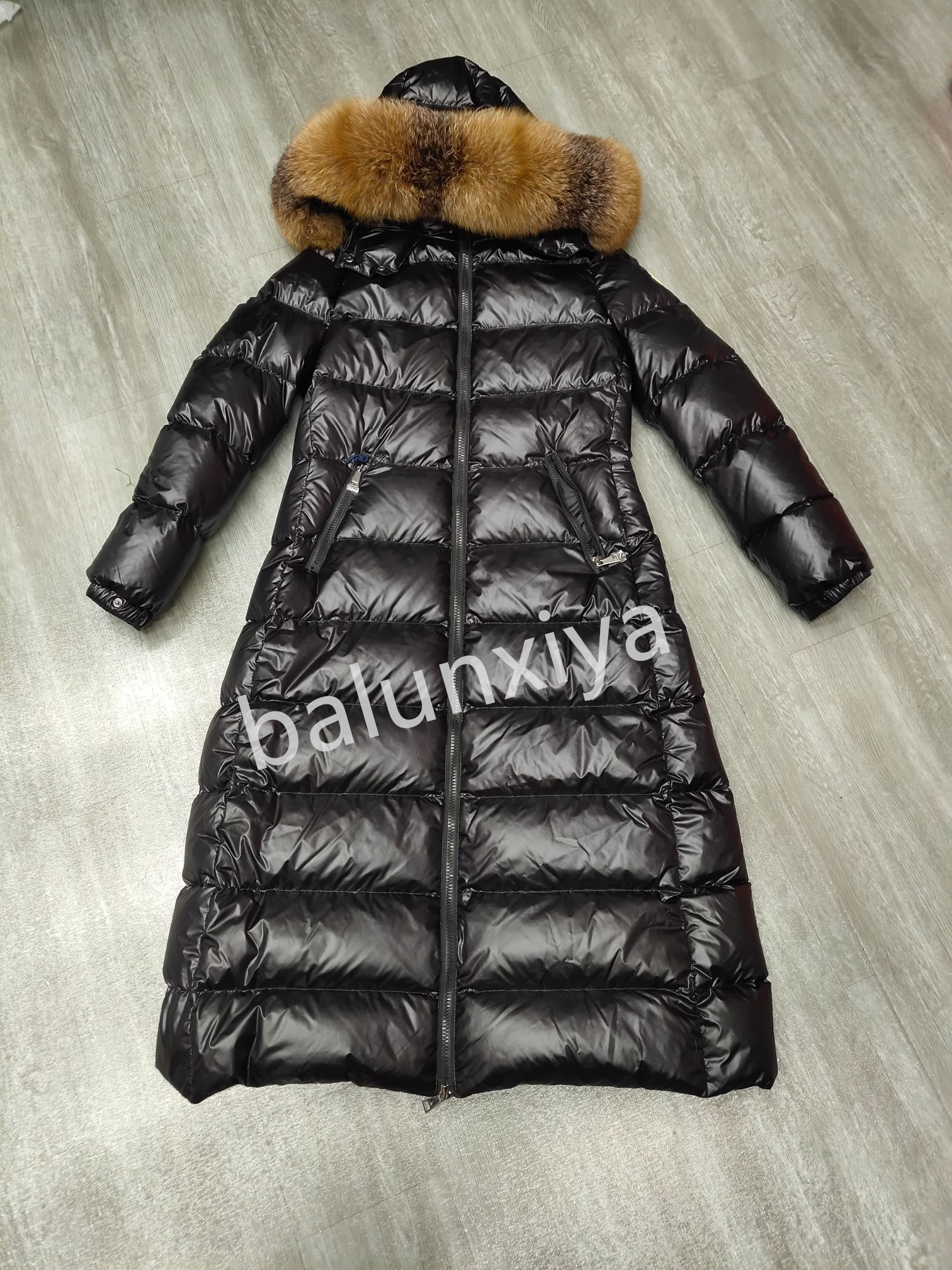 

Women coat down jacket winter parkas coats quality casual thicken windproof and warm detachable hat outerwear badge decoration White duck down filling 0-6 size, No.1 matte black