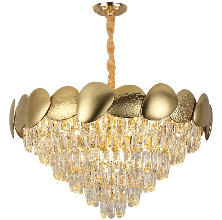 

2021 new light luxury crystal chandelier living room bedroom stainless steel golden melon seeds K9 lamp lighting