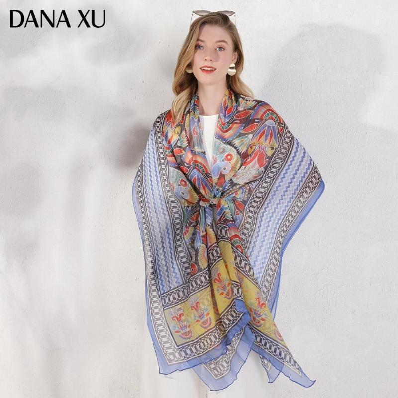 

Scarves 2021 Silk Long Scarf Women Design Beach Blanket Shawl Wear Swimwear Bandana Hijab Face Shield Foulard, Blue;gray