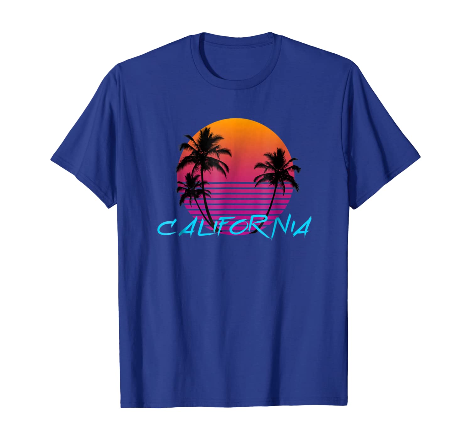 

Retro 80s California Sunset Palm, White;black
