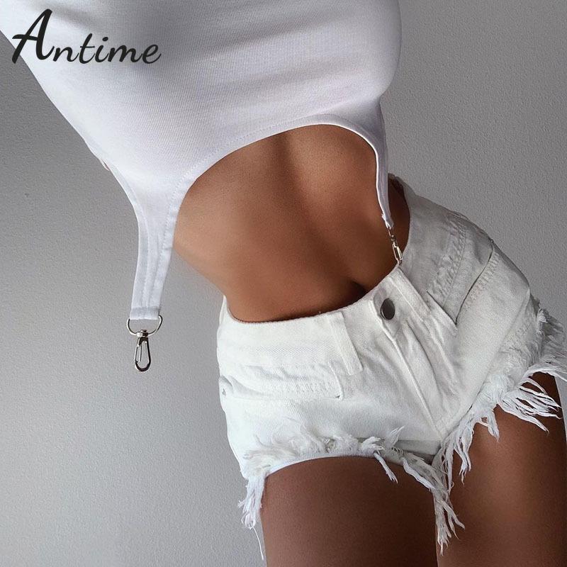 

Women' Shorts Missakso 2021 Fashion Tassel Button With Pockets Streetwear Beach Summer Women White Sexy Skinny Denim Mini