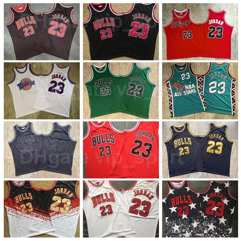 

Retro Authentic Michael Mitchell&Ness Vintage Jersey 23 Basketball Stripe Black Red White Green Team Color Breathable For Sport Fans Pure Cotton Top Quality, 1997-98