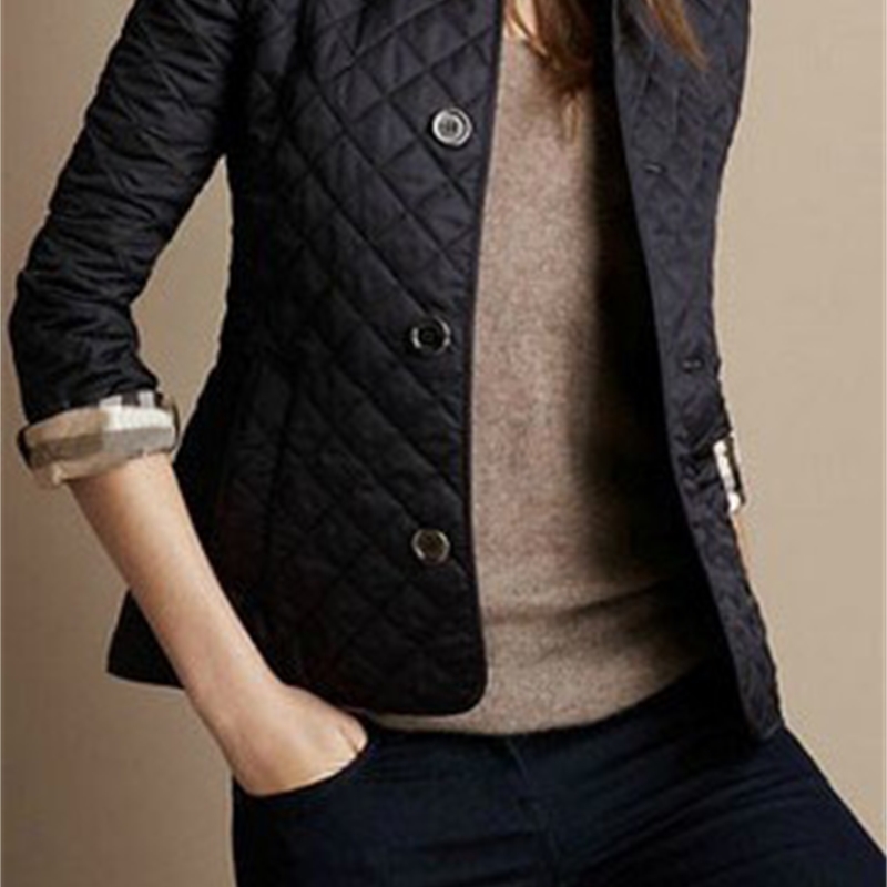 

Classic Women England Fashion Diamond Jacket British Solid Coat Single Breasted Slim London Brit Jackets Black, Black;brown
