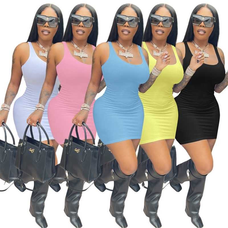 

Sexy Causal Dresses For Womens Designer Clothing Spring And Summer Suspender Vest Slim Dress, Black