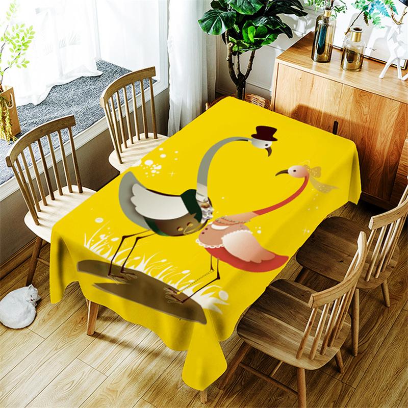 

Flamingo Lovers Cartoon Tablecloth Frog Prince Pattern For Children Polyester Comfortable Waterproof Dustproof Table Cloth Cover